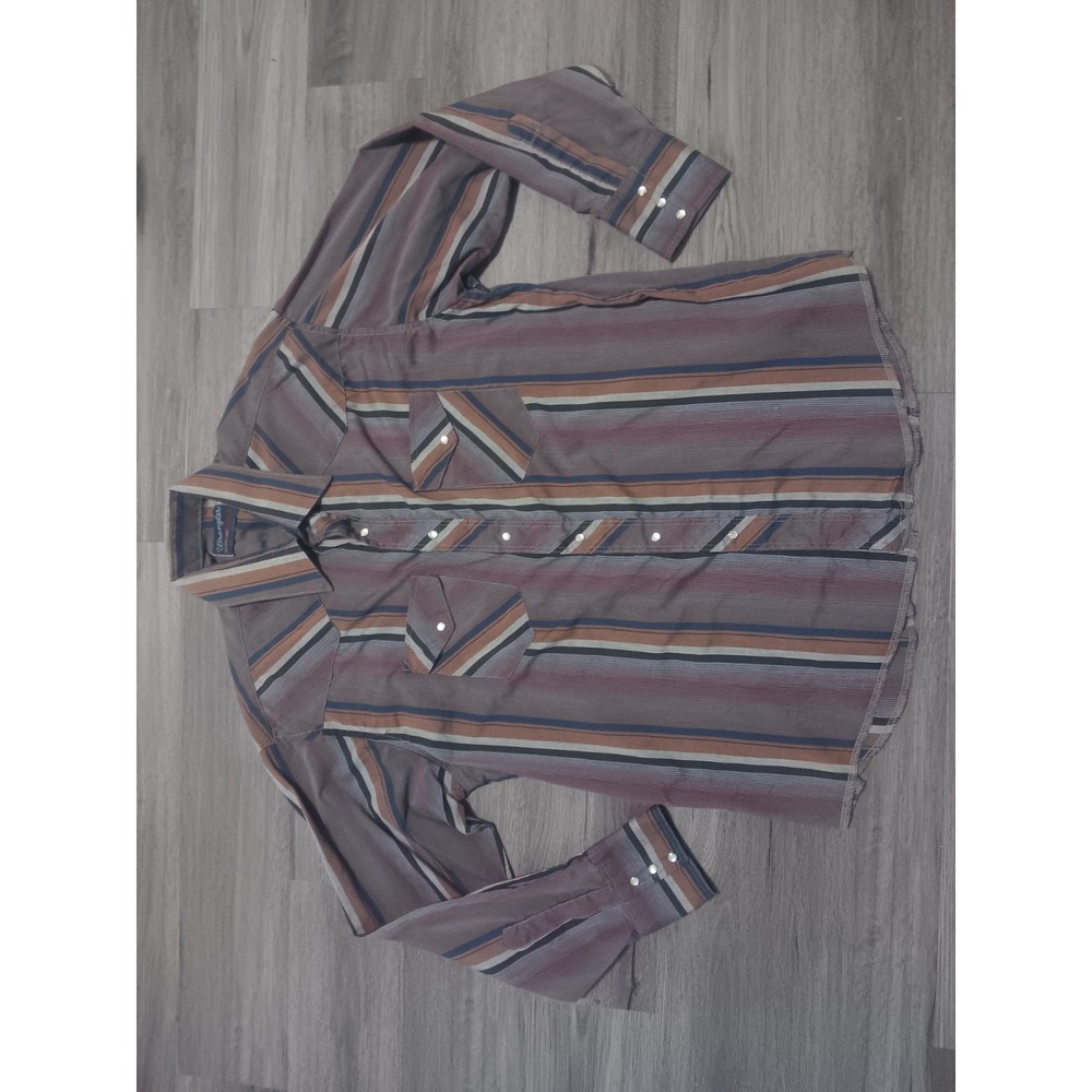 Wrangler Men's Purple Brushpopper Western Pearl Snap X-Long Tails Size‎ 17.5 35